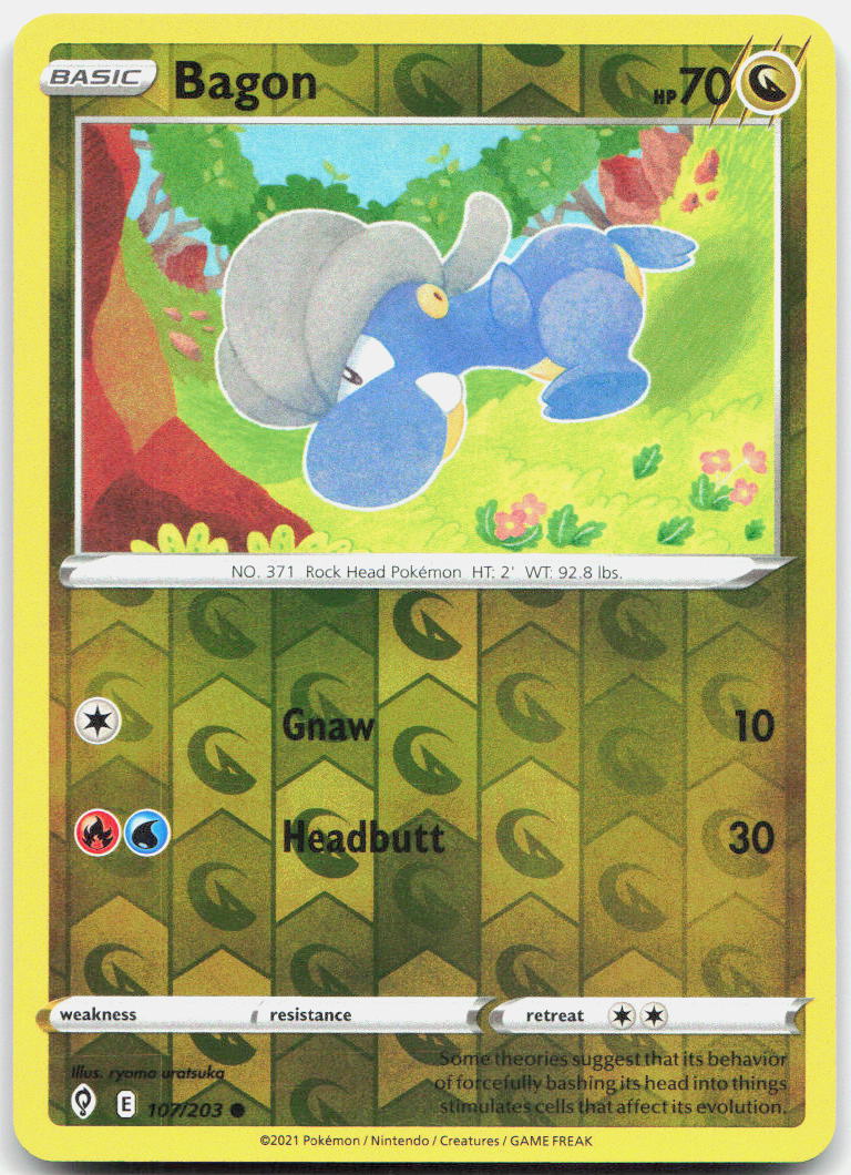 Bagon Reverse Holo Common SWSH07: Evolving Skies 107/203 LP