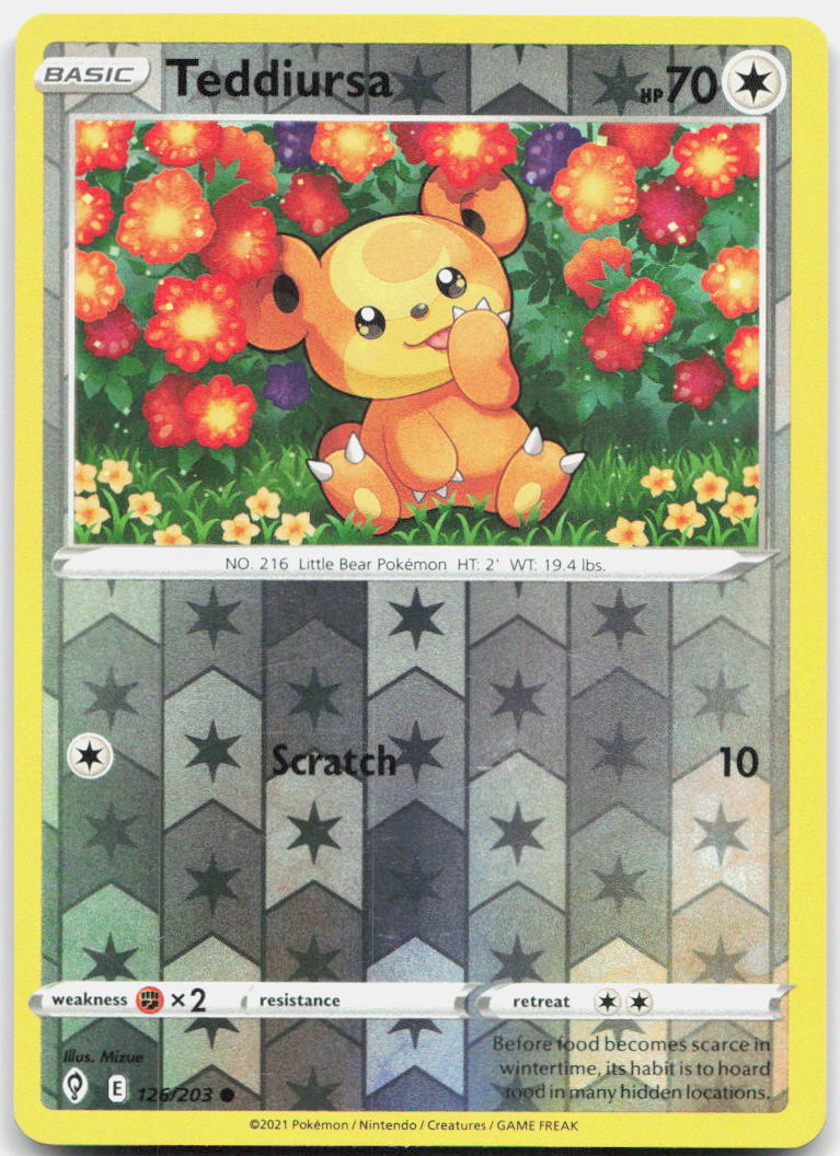 Teddiursa Reverse Holo Common SWSH07: Evolving Skies 126/203 LP