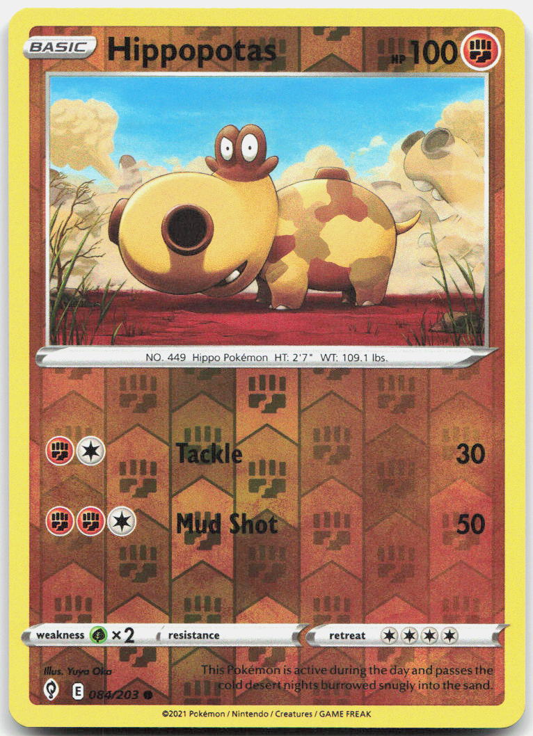 Hippopotas Reverse Holo Common SWSH07: Evolving Skies 084/203 NM