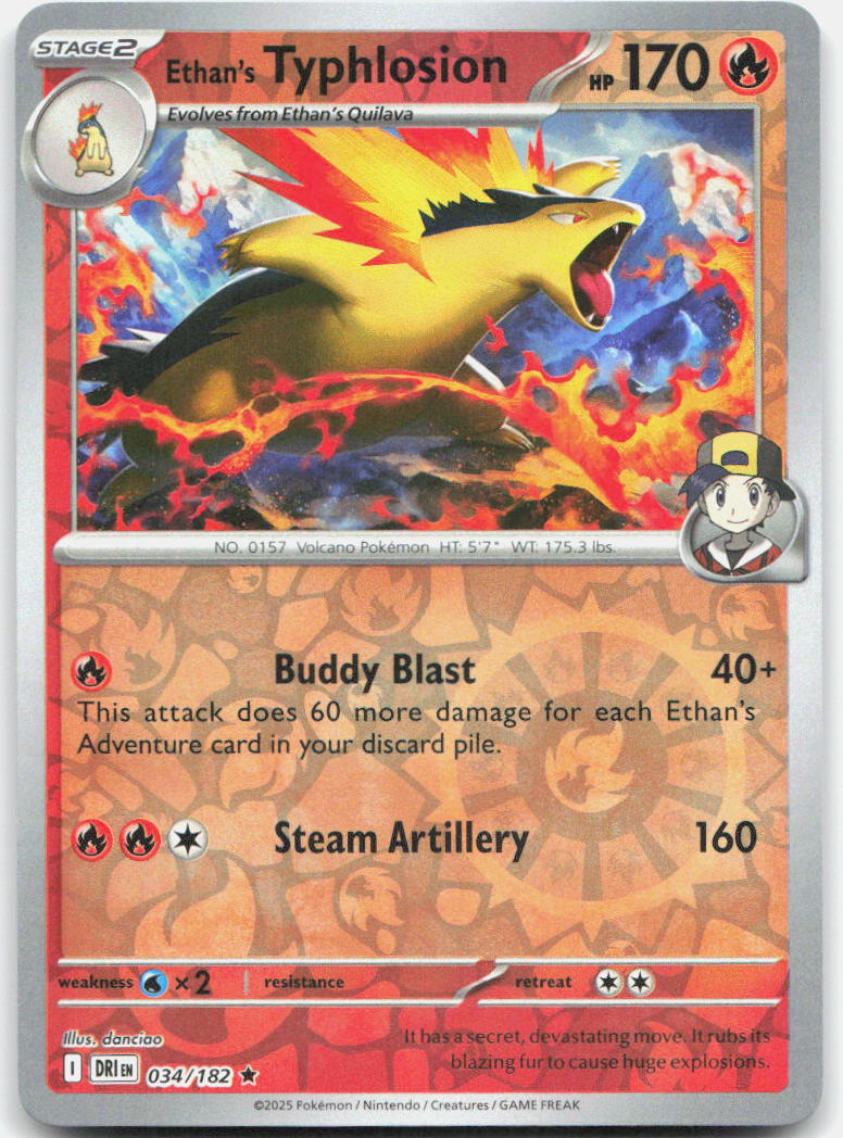 Ethan's Typhlosion Reverse Holo Rare SV10: Destined Rivals 034/182 NM