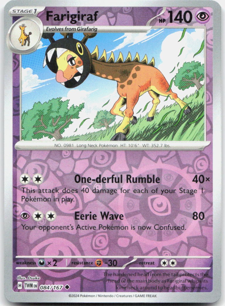 Farigiraf Reverse Holo Uncommon SV06: Twilight Masquerade 084/167 NM