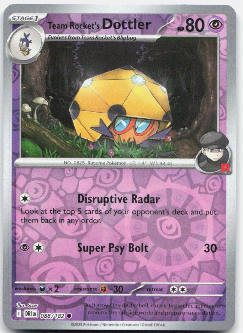 Team Rocket's Dottler 088/182 Common Destined Rivals Pokemon Reverse Holo NM