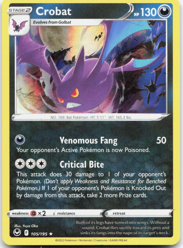 Crobat 105/195 Holo Rare Silver Tempest Pokemon Near Mint