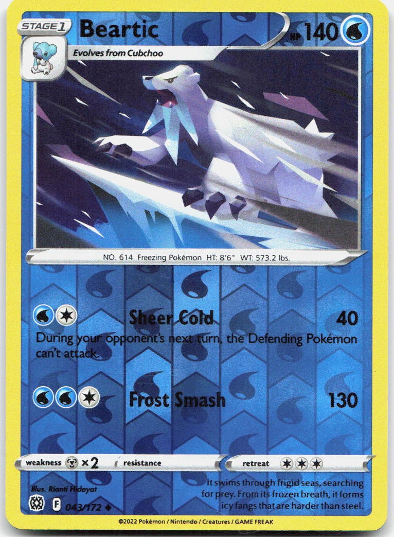Beartic 043/172 Uncommon Brilliant Stars Pokemon Reverse Holo Near Mint