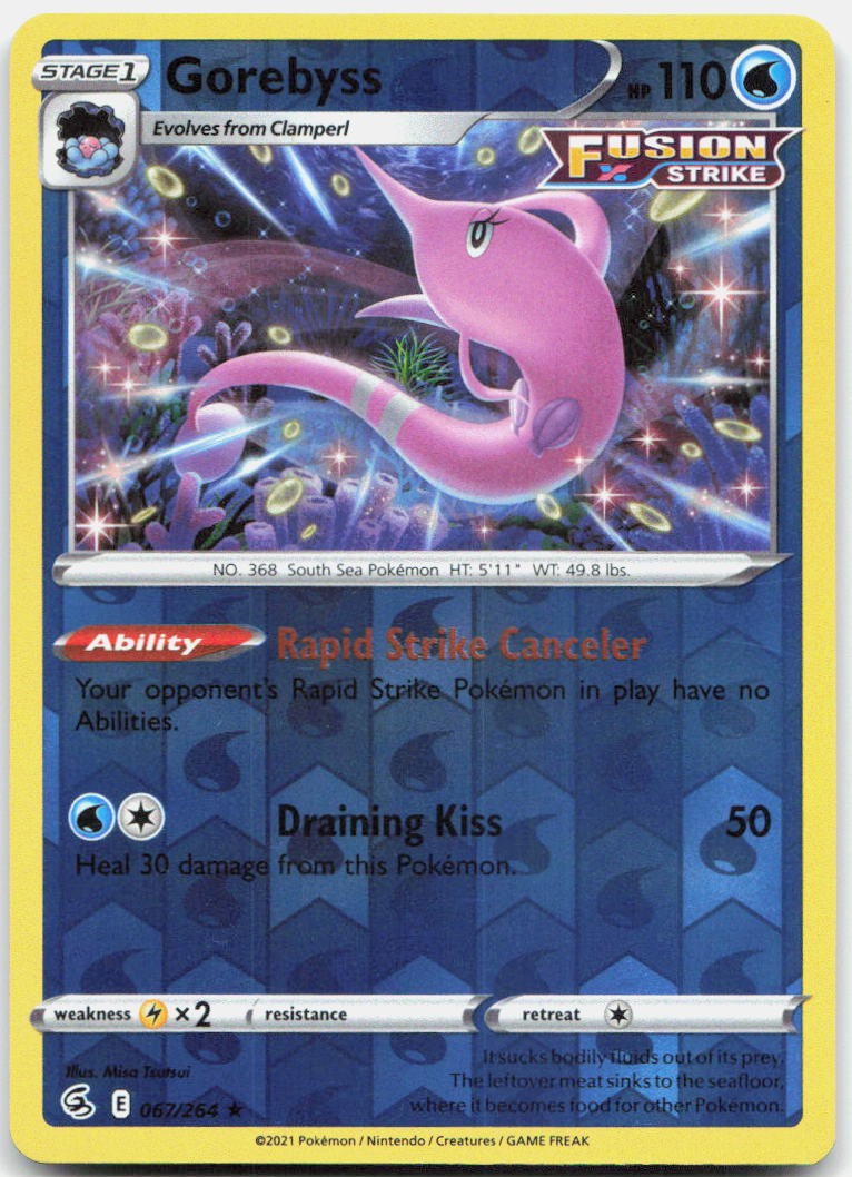 Gorebyss 067/264 Rare Fusion Strike Pokemon Reverse Holo Near Mint