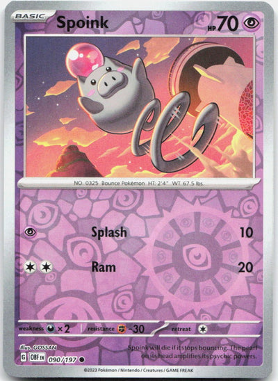 Spoink Reverse Holo Common SV03: Obsidian Flames 090/197 NM