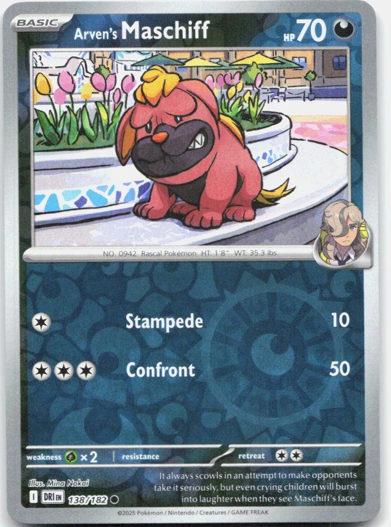 Arven's Maschiff 138/182 Common Destined Rivals Pokemon Reverse Holo Near Mint