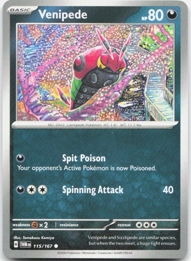 Venipede 115/167 Common Twilight Masquerade Pokemon Near Mint