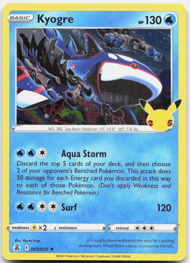 Kyogre 003/025 Rare Celebrations Pokemon Holo Near Mint