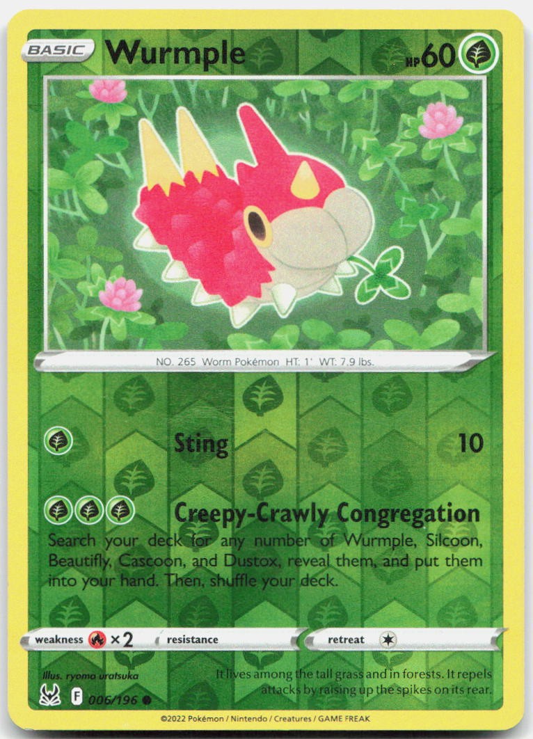 Wurmple Reverse Holo Common SWSH11: Lost Origin 006/196 NM