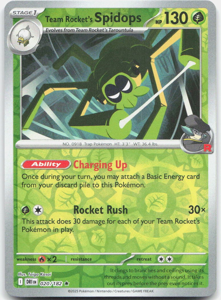 Team Rocket's Spidops - Reverse Holo Rare SV10: Destined Rivals 020/182 NM