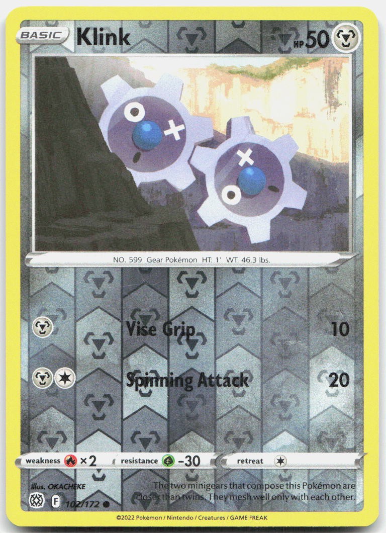 Klink 102/172 Common Brilliant Stars Pokemon Reverse Holo Near Mint