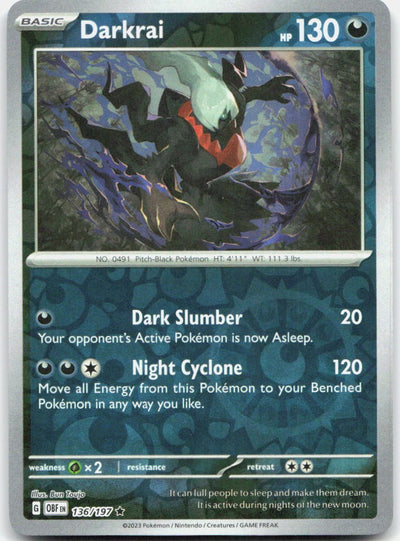 Darkrai Reverse Holo Rare SV03: Obsidian Flames 136/197 NM