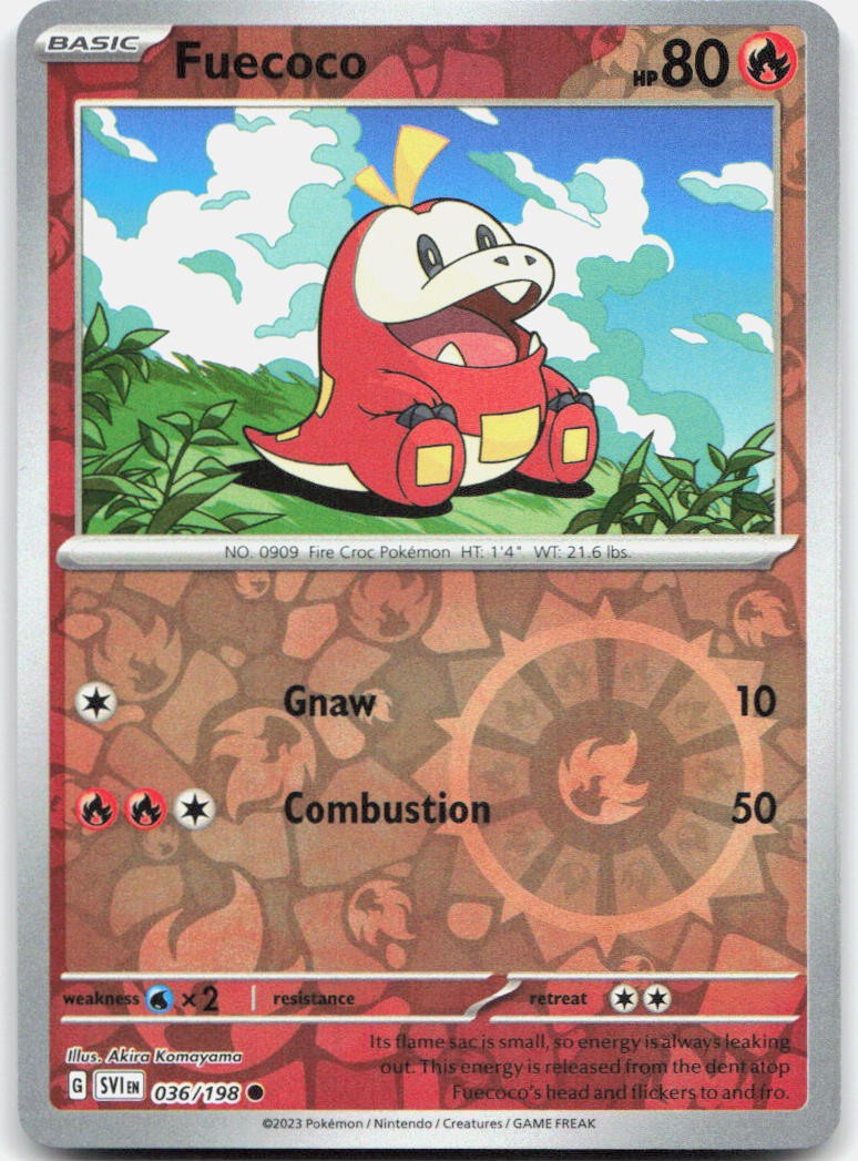 Fuecoco Reverse Holo Common SV01: Scarlet & Violet Base Set 036/198 NM