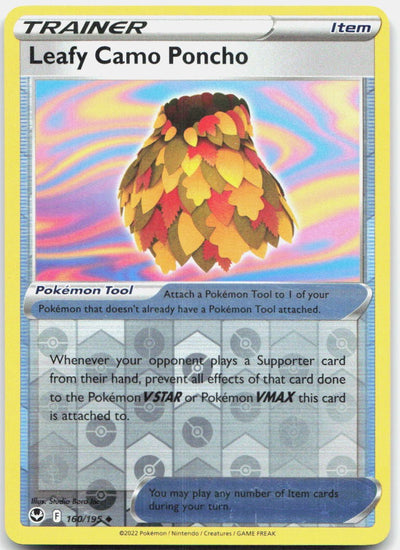 Leafy Camo Poncho 160/195 Uncommon Silver Tempest Pokemon Reverse Holo Near Mint