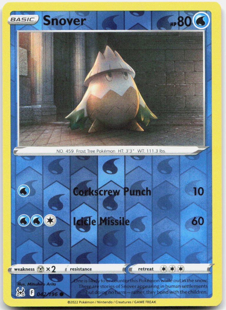 Snover Reverse Holo Common SWSH11: Lost Origin 042/196 NM