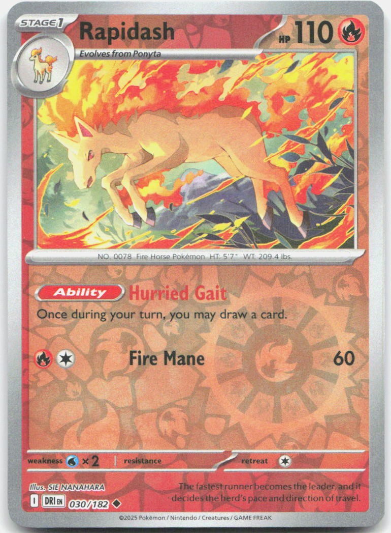 Rapidash - Reverse Holo Uncommon SV10: Destined Rivals 030/182 NM