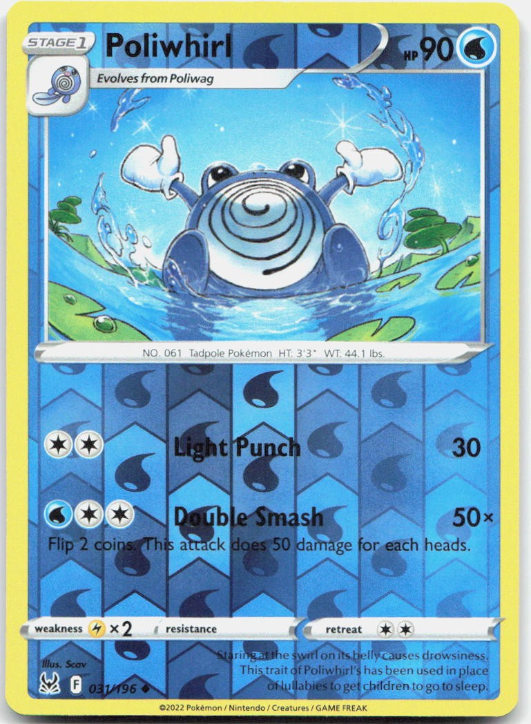 Poliwhirl Reverse Holo Uncommon SWSH11: Lost Origin 031/196 NM