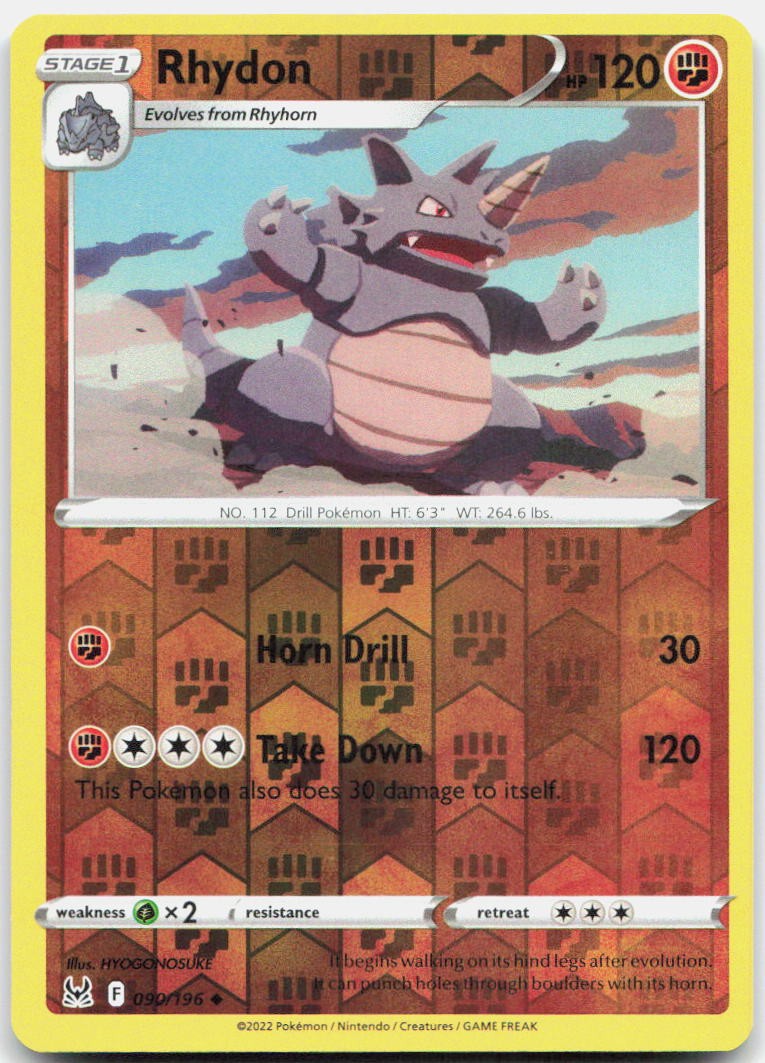 Rhydon Reverse Holo Uncommon SWSH11: Lost Origin 090/196 NM