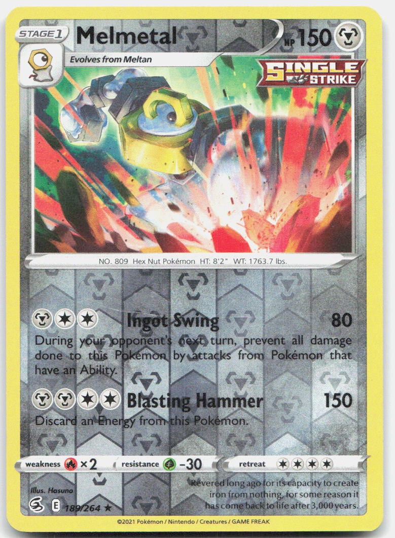 Melmetal 189/264 Holo Rare Fusion Strike Pokemon Reverse Holo Lightly Played