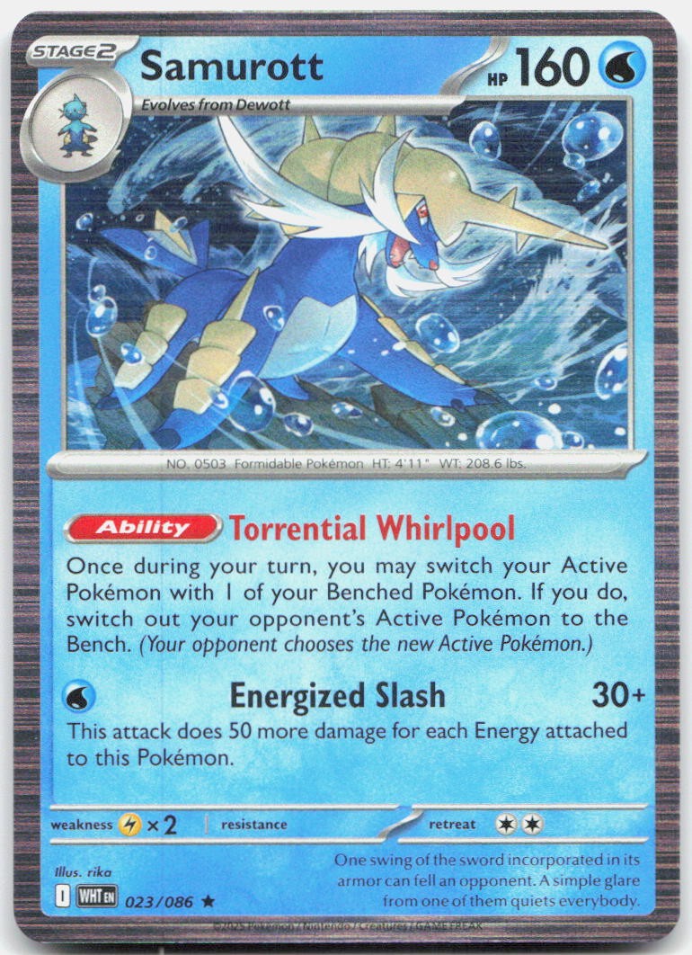 Samurott 023/086 Holo Rare White Flare Pokemon Near Mint