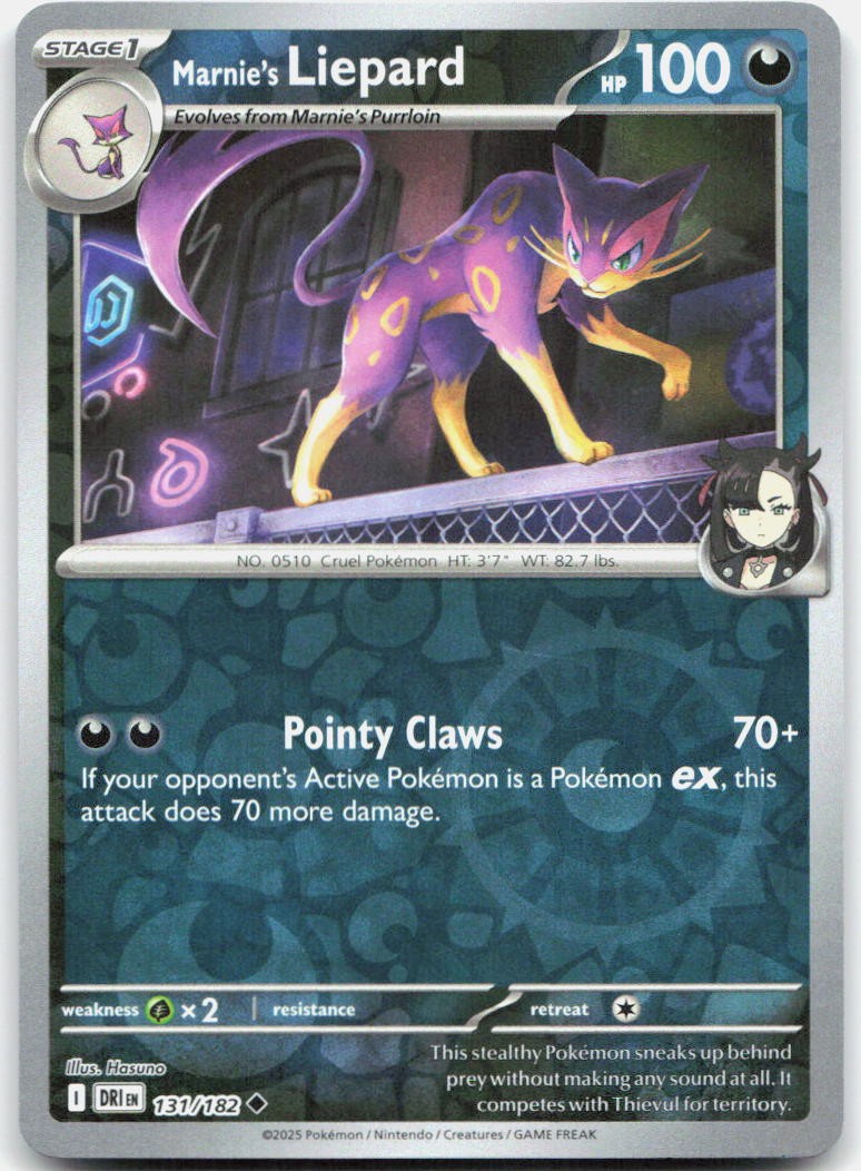 Marnie's Liepard 131/182 Uncommon Destined Rivals Pokemon Reverse Holo Near Mint