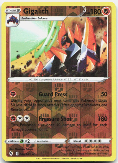 Gigalith Reverse Holo Rare SWSH07: Evolving Skies 088/203 NM