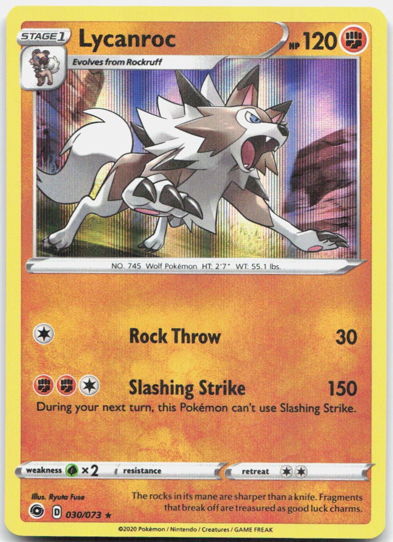 Lycanroc 030/073 Holo Rare Champion's Path Pokemon Holo Near Mint