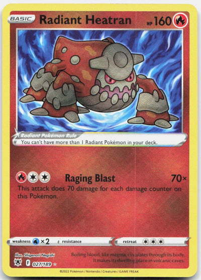 Radiant Heatran 027/189 Radiant Rare Astral Radiance Pokemon Holo Near Mint