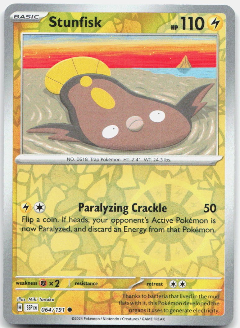 Stunfisk Reverse Holo Common SV08: Surging Sparks 064/191 NM