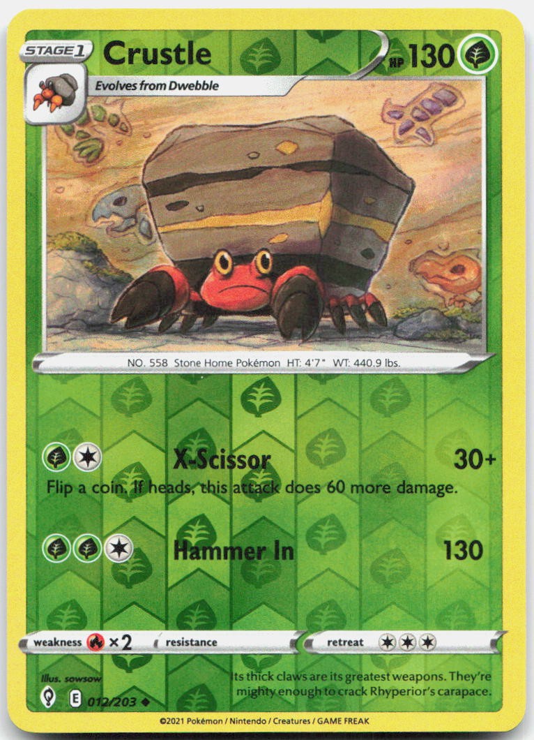 Crustle Reverse Holo Uncommon SWSH07: Evolving Skies 012/203 NM