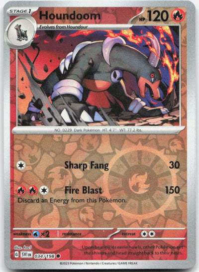 Houndoom - Reverse Holo Common SV01: Scarlet & Violet Base Set 034/198 NM