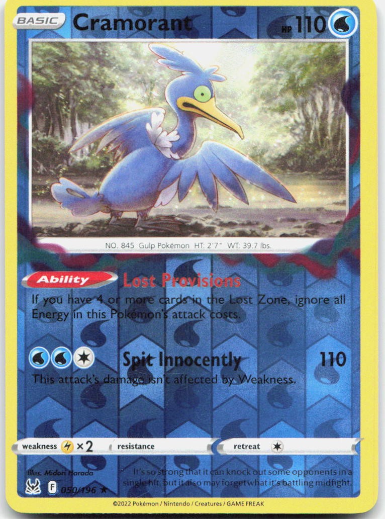 Cramorant Reverse Holo Rare SWSH11: Lost Origin 050/196 NM