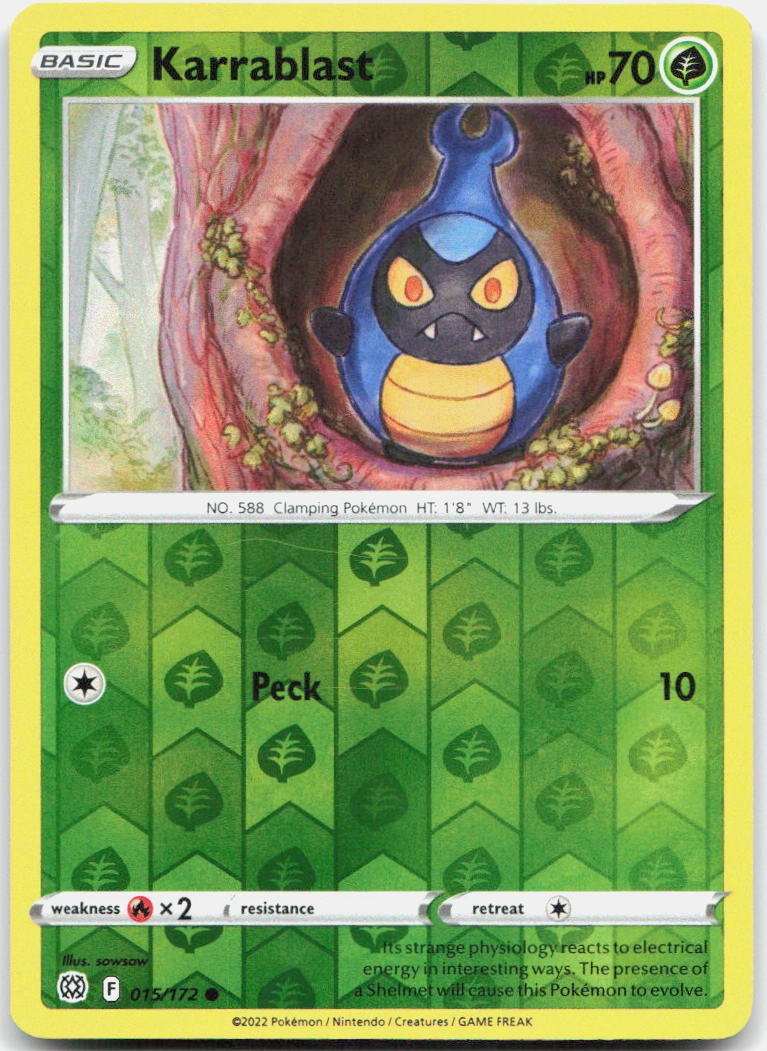 Karrablast 015/172 Common Brilliant Stars Pokemon Reverse Holo Near Mint