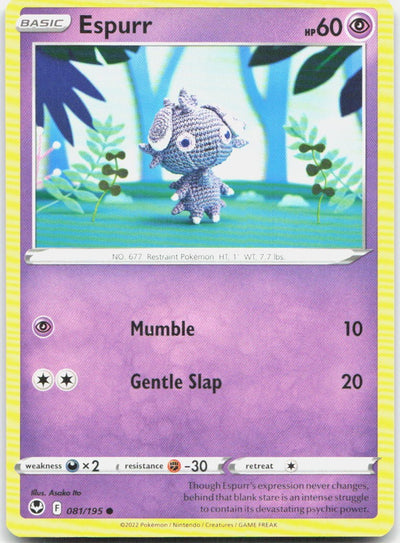 Espurr 081/195 Common Silver Tempest Pokemon Near Mint