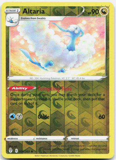 Altaria Reverse Holo Rare SWSH07: Evolving Skies 106/203 NM