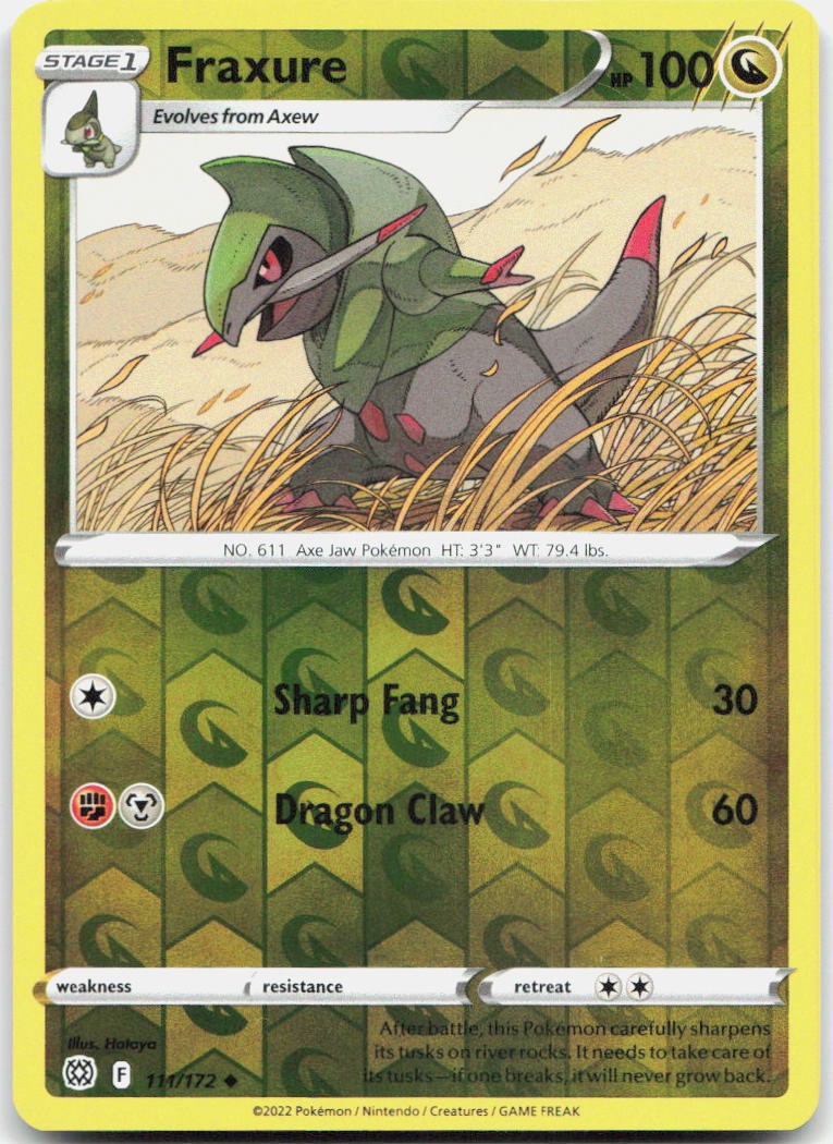 Fraxure Reverse Holo Uncommon SWSH09: Brilliant Stars 111/172 NM