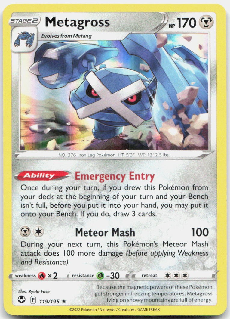 Metagross 119/195 Holo Rare Silver Tempest Pokemon Near Mint
