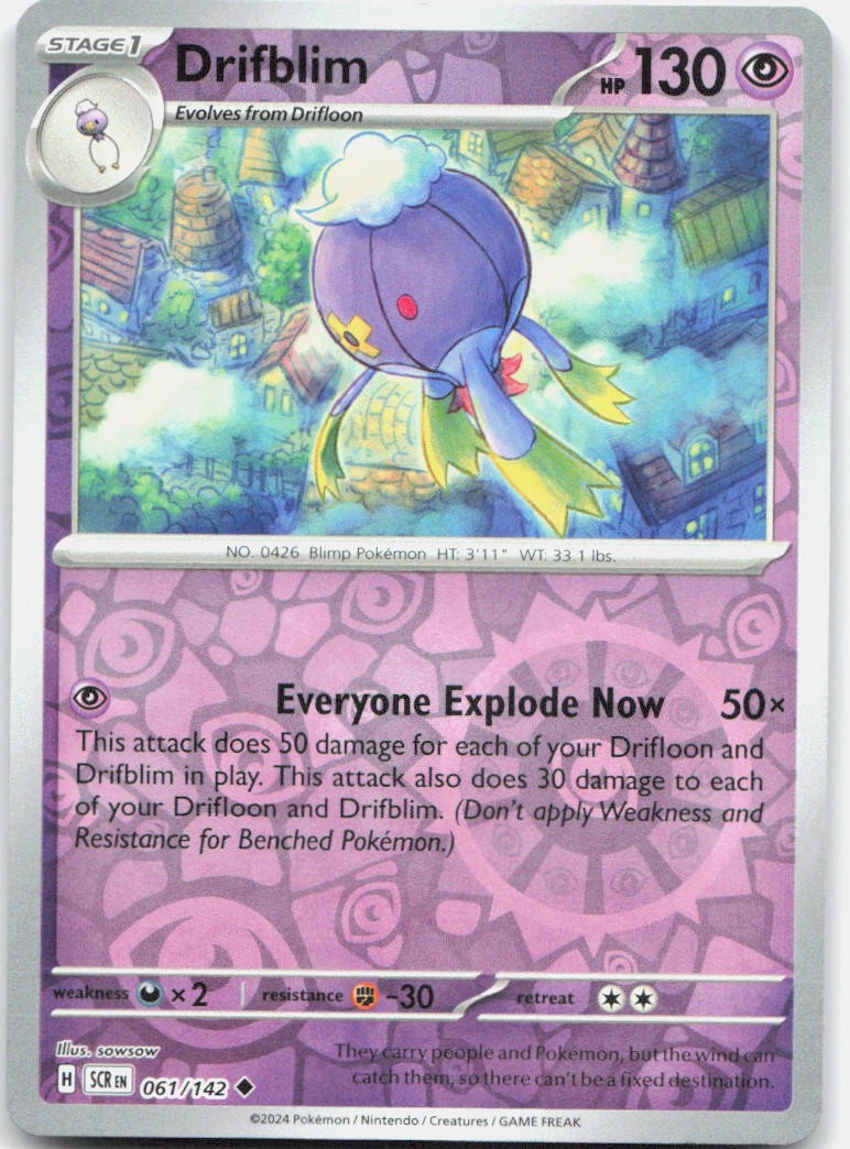 Drifblim 61/142 Uncommon Stellar Crown Pokemon Reverse Holo Near Mint