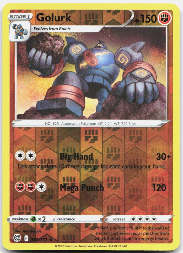 Golurk 083/172 Rare Brilliant Stars Pokemon Reverse Holo Near Mint