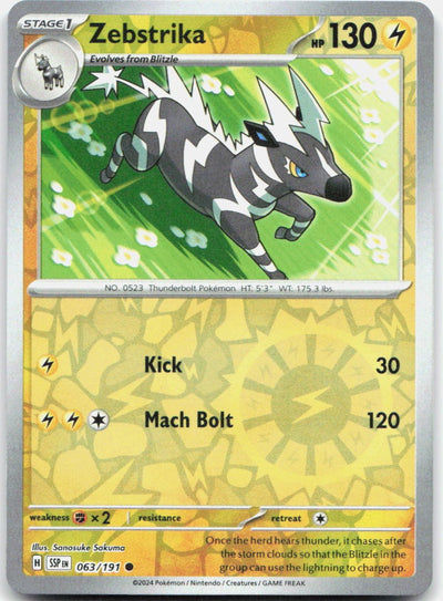 Zebstrika Reverse Holo Common SV08: Surging Sparks 063/191 NM