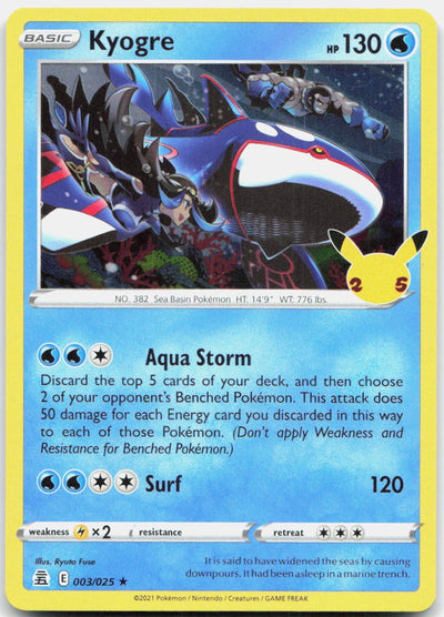 Kyogre 003/025 Rare Celebrations Pokemon Holo Near Mint