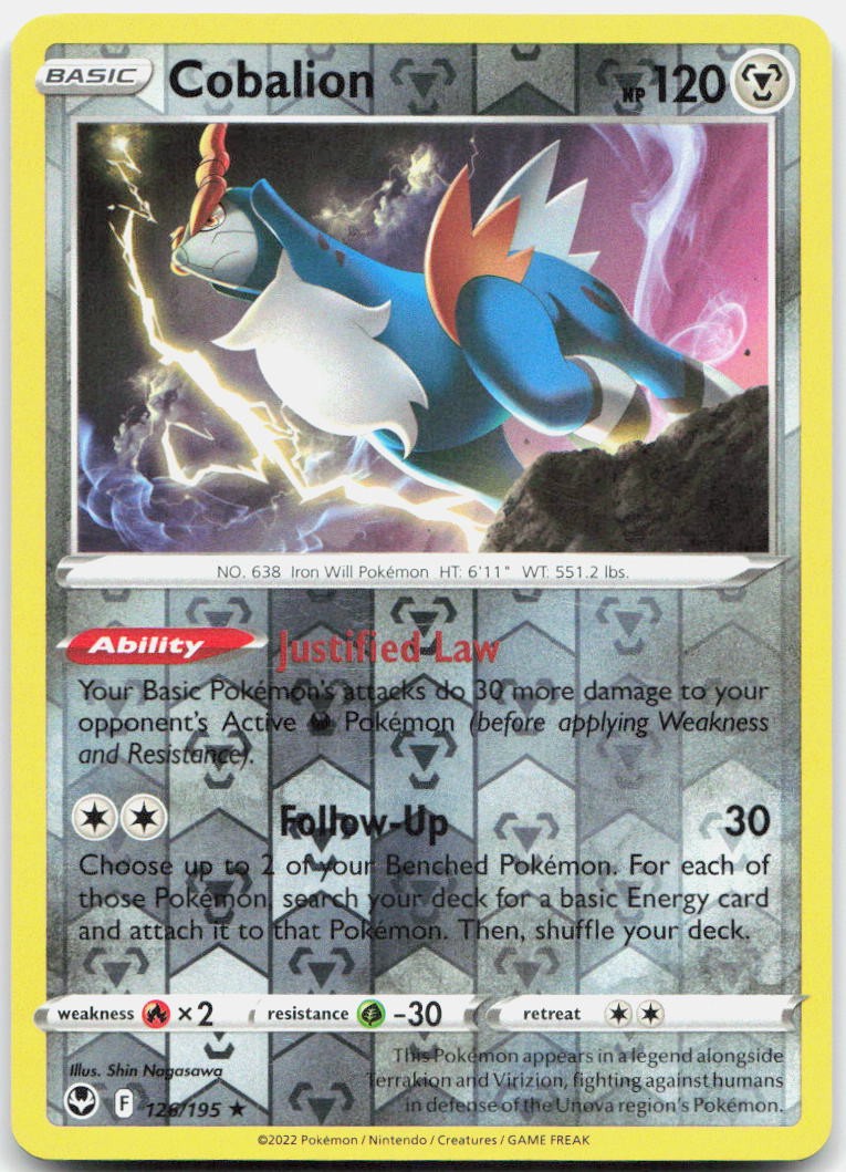 Cobalion 126/195 Rare Silver Tempest Pokemon Reverse Holo Near Mint
