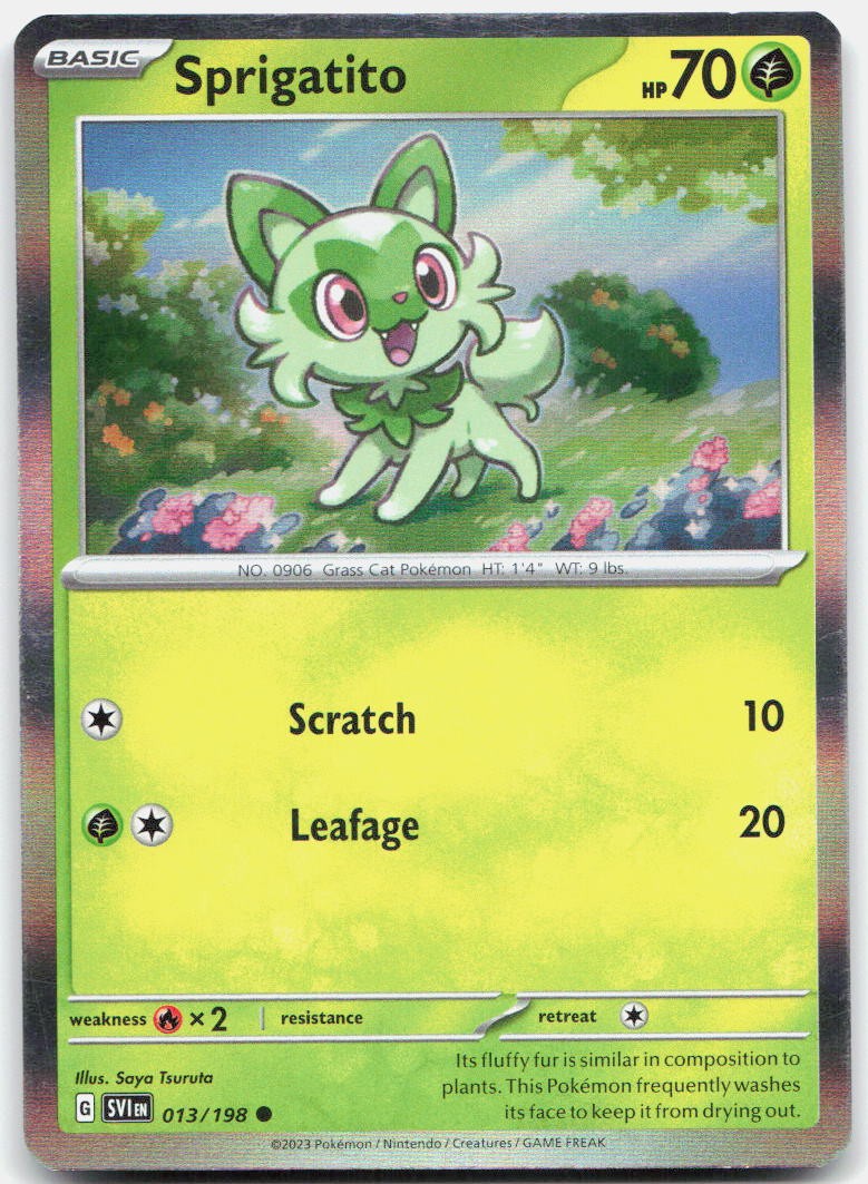 Sprigatito 013/198 Common Scarlet & Violet Pokemon Near Mint