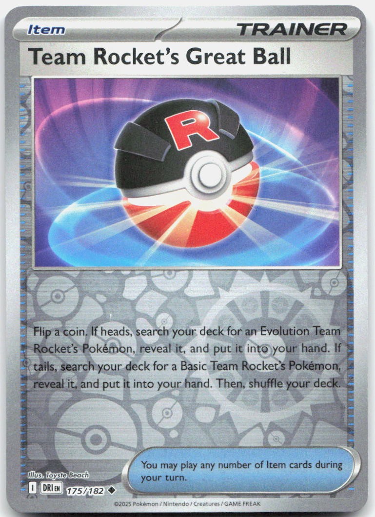 Team Rocket's Great Ball 175/182 Destined Rivals Pokemon Reverse Holo NM