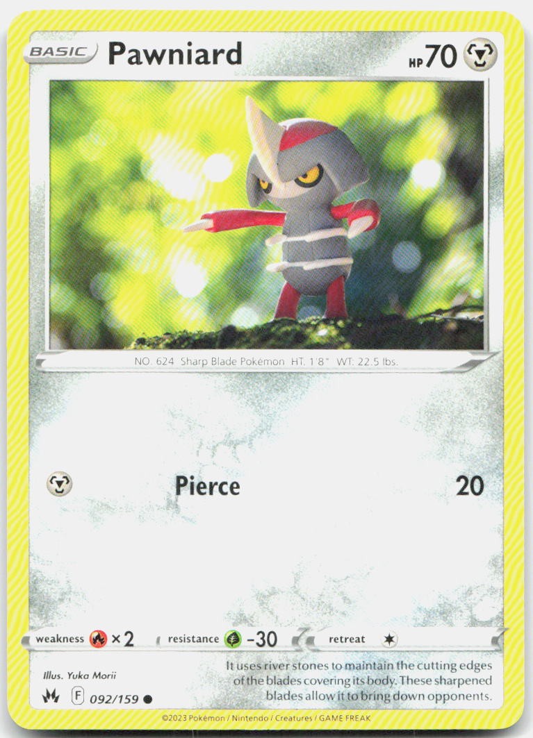 Pawniard 092/159 Common Crown Zenith Pokemon Near Mint