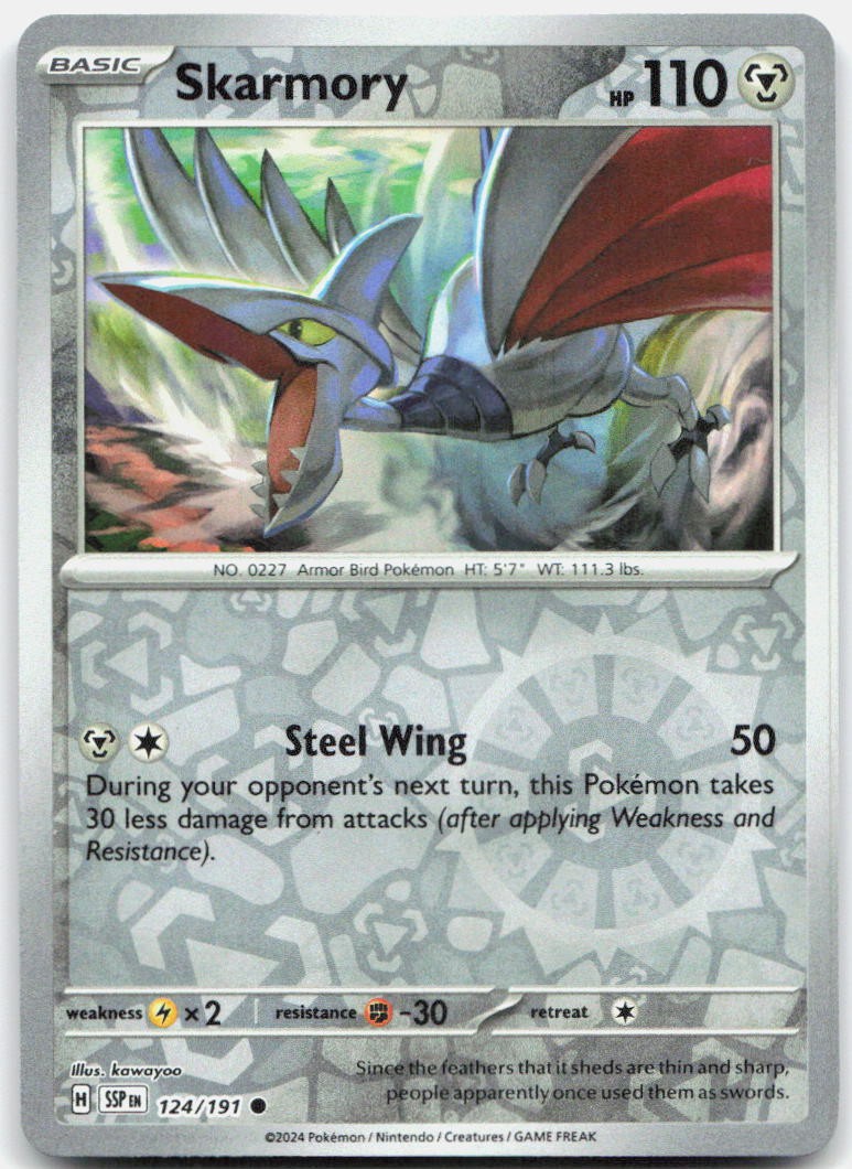 Skarmory Reverse Holo Common SV08: Surging Sparks 124/191 NM