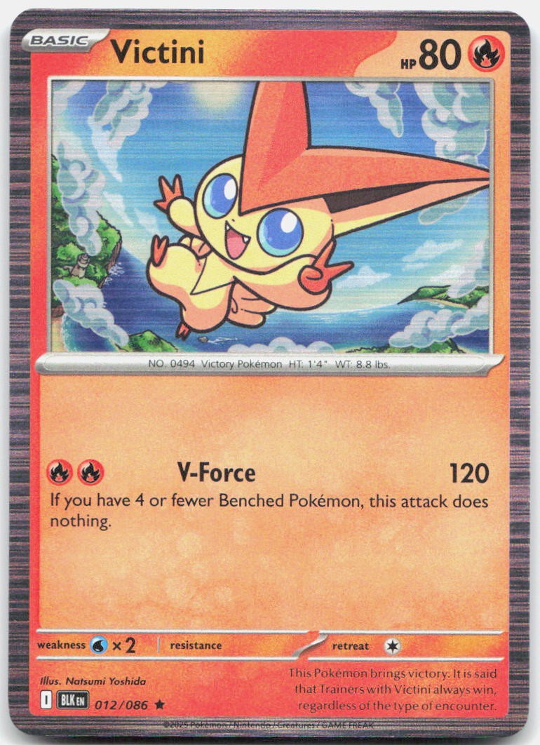 Victini 012/086 Holo Rare Black Bolt Pokemon Near Mint