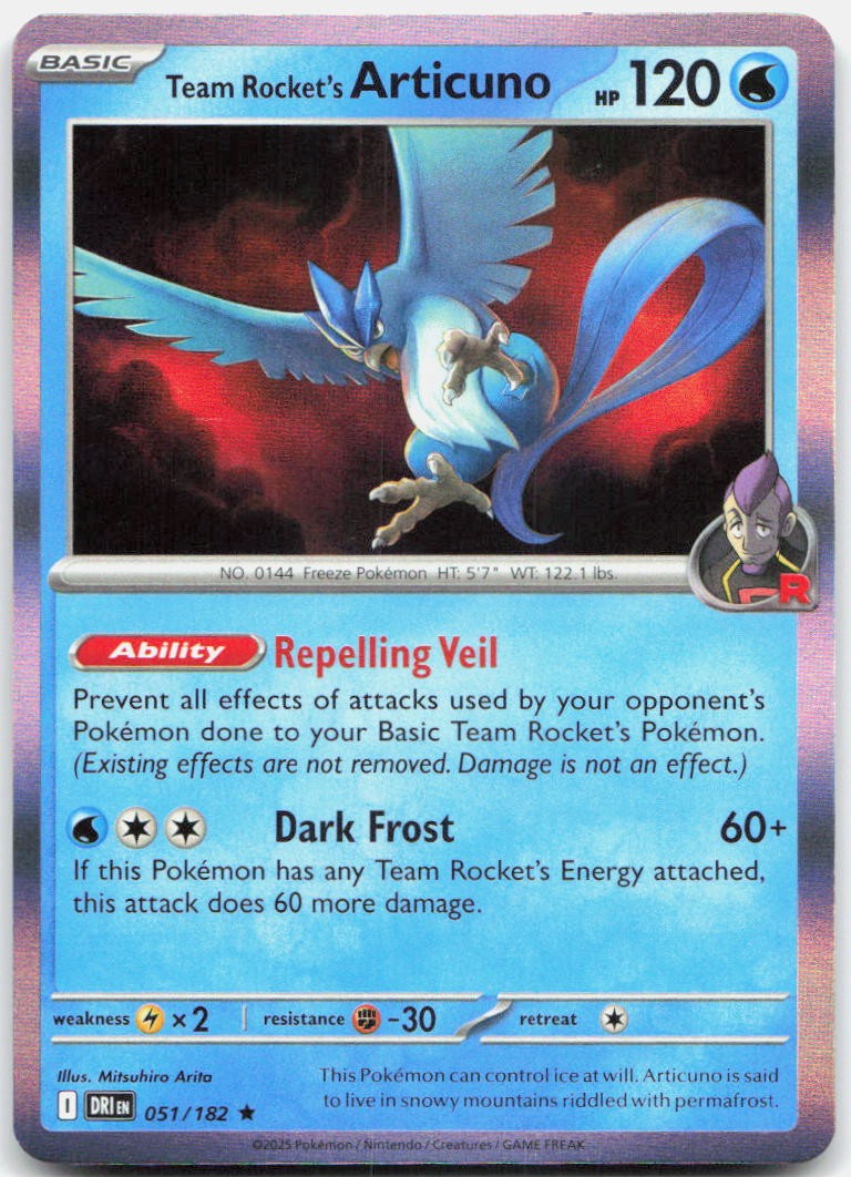 Team Rocket's Articuno 051/182 Rare Destined Rivals Pokemon Holo Near Mint