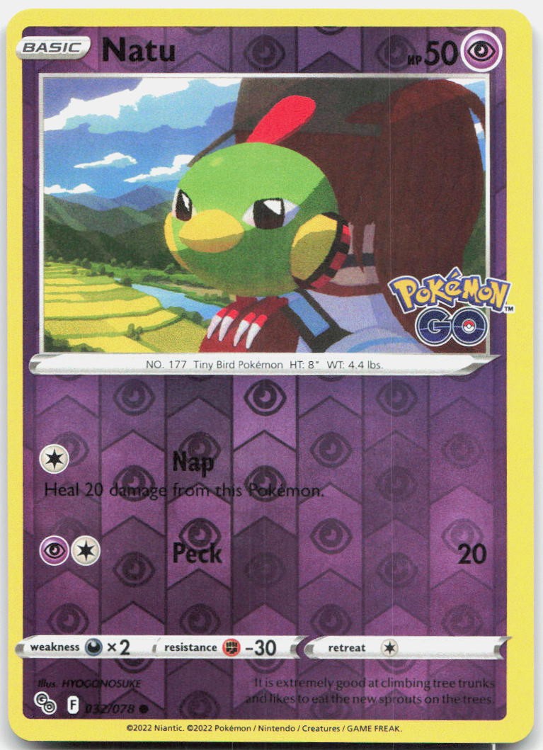 Natu 032/078 Common Pokemon GO Pokemon Reverse Holo Near Mint